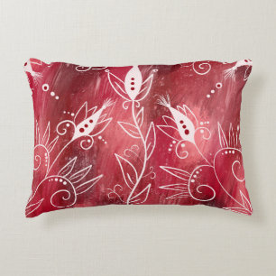 Coussins Décoratifs Motif Floral Rouge Et Blanc