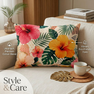 Coussins Décoratifs Motif floral sans couture d'Hibiscus tropical vibr