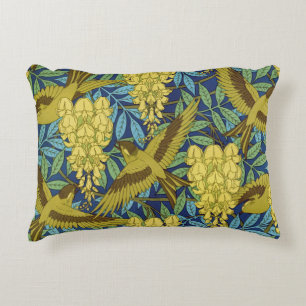 Coussins Décoratifs Motif floral vintage bleu marine et jaune