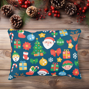 Coussins Décoratifs Motif gai de Noël sur le bleu