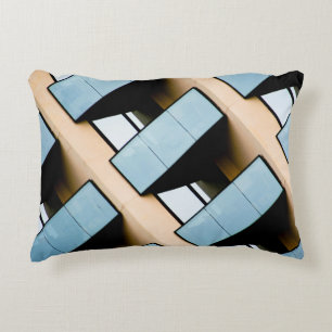 Coussins Décoratifs Motif géométrique beige et bleu