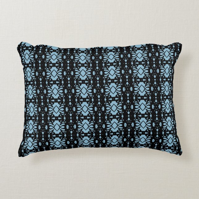 Coussins Décoratifs Motif géométrique noir et bleu clair (Devant)