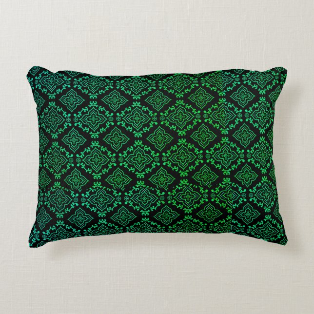 Coussins Décoratifs Motif géométrique vert / Impression indienne (Devant)