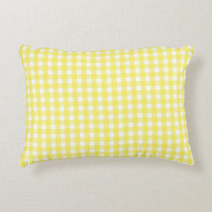 Coussins Décoratifs Motif Gingham Jaune Pastel
