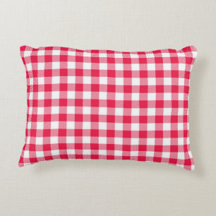 Coussins Décoratifs Motif Gingham Rouge et Blanc Classique Rustique