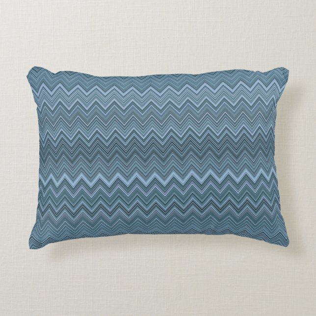 Coussins Décoratifs Motif gris bleu Zigzag Wavy (Devant)