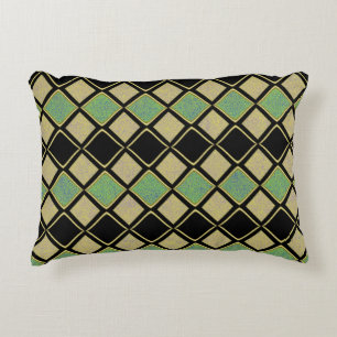 Coussins Décoratifs Motif Harlequin en Or, Vert et Noir 