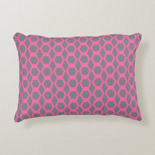 Coussins Décoratifs Motif Hexagone Gris Rose
