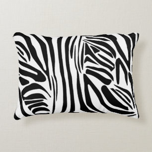 Coussins Décoratifs Motif Imprimé Zèbre Noir et Blanc Gras