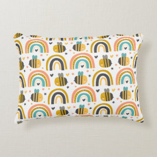 Coussins Décoratifs Motif joli bourdon et arcs-en-ciel
