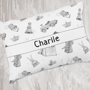 Coussins Décoratifs Motif Jouets Vintage Aquarelle Noir & Blanc