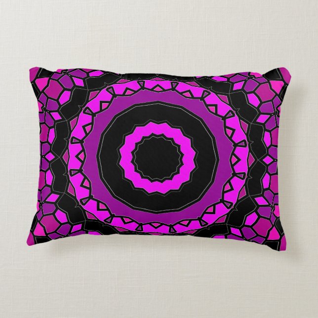 Coussins Décoratifs Motif kaléidoscope rose et noir (Dos)