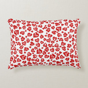 Coussins Décoratifs Motif léopard à coeur en rouge et blanc