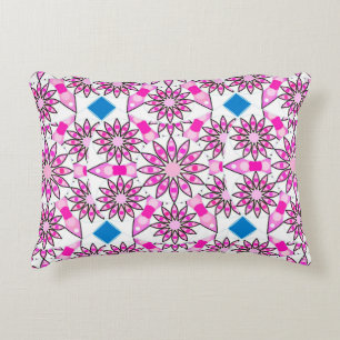 Coussins Décoratifs Motif mandala, rose vif, noir et blanc