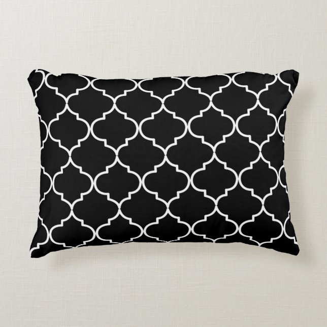 Coussins Décoratifs Motif marocain méditerranéen noir et blanc (Devant)