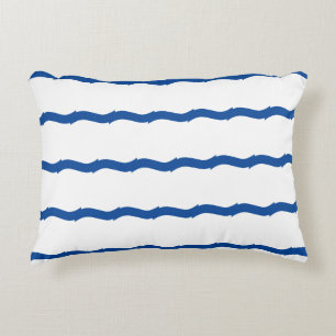 Coussins Décoratifs Motif nautique bleu blanc vagues