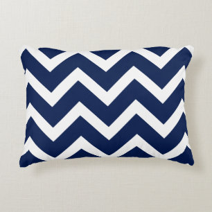 Coussins Décoratifs Motif Navy & White Chevron Zigzag