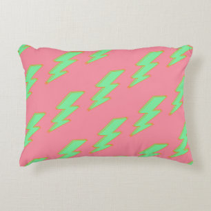 Coussins Décoratifs Motif Neon Green Lightning rose Arrière - plan Y2K
