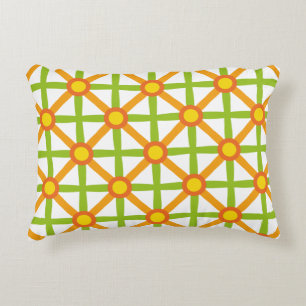 Coussins Décoratifs Motif orange vert et jaune inspiré des rétro