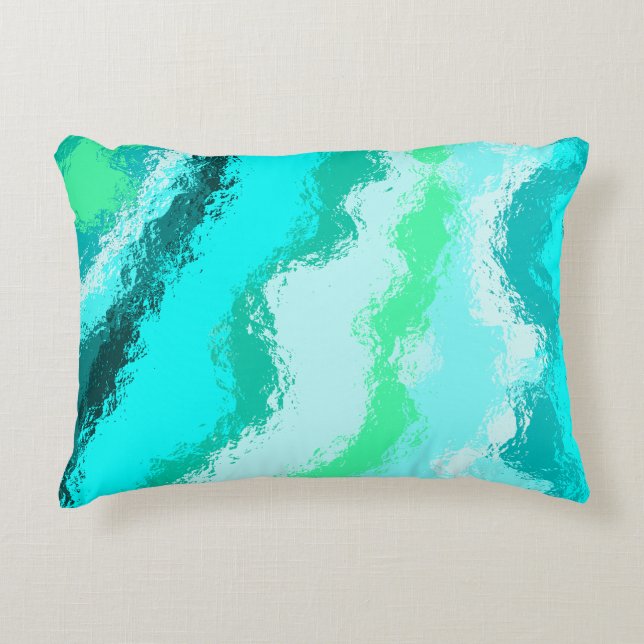 Coussins Décoratifs Motif peint expressif bleu sarcelle vert (Devant)