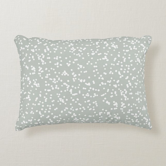 Coussins Décoratifs Motif Points Ditsy - Blanc sur Vert Gris (Devant)