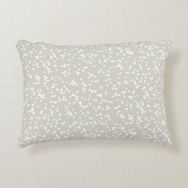 Coussins Décoratifs Motif Points Fantaisie - Blanc sur Beige/Grège (Devant)