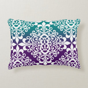 Coussins Décoratifs Motif pourpre et blanc turquoise élégant