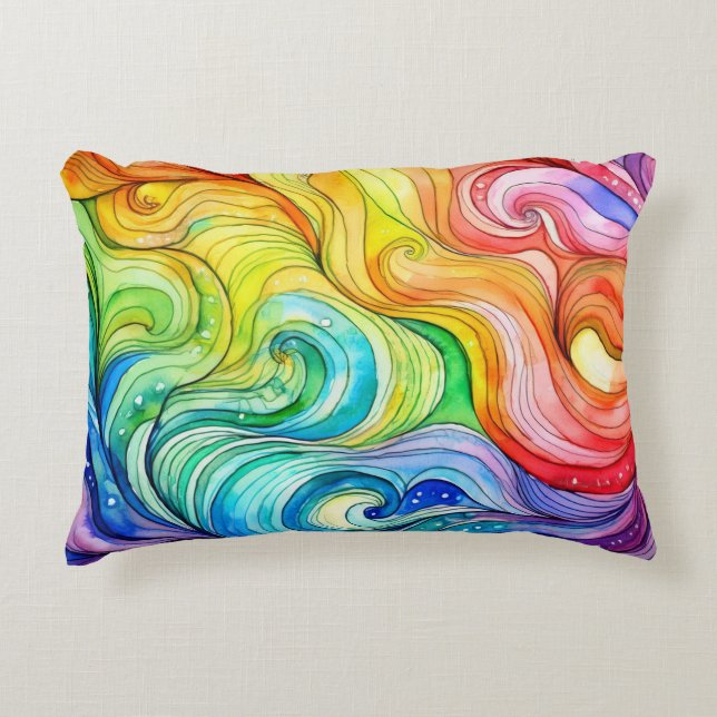 Coussins Décoratifs Motif Rainbow Swirl (Devant)