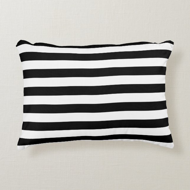 Coussins Décoratifs Motif rayé blanc et noir classique (Devant)