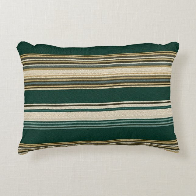 Coussins Décoratifs Motif rayé vert et crème classique (Devant)