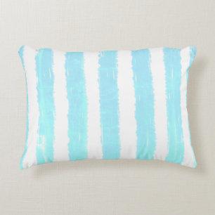Coussins Décoratifs Motif rayures aquarelle à faux chatoiement bleu gl