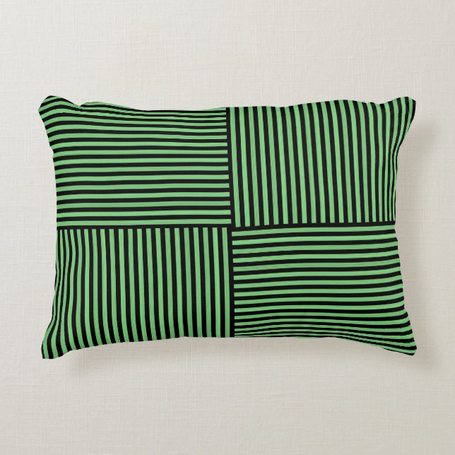 Coussins Décoratifs Motif rayures vertes noires (Devant)