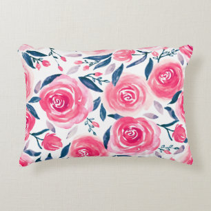 Coussins Décoratifs Motif Rose d'aquarelle rose