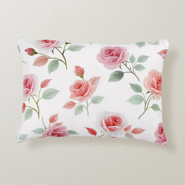Coussins Décoratifs Motif rose rose, couleur douce, (Dos)