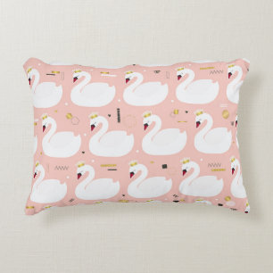 Coussins Décoratifs Motif sans couture avec de mignons cygnes blancs.