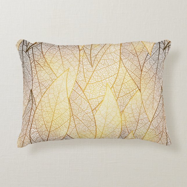 Coussins Décoratifs Motif sans couture avec feuilles or (Devant)