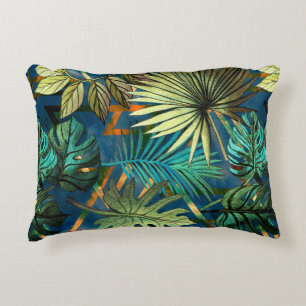Coussins Décoratifs Motif sans couture avec feuilles tropicaux et géom