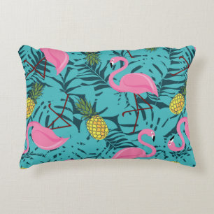 Coussins Décoratifs Motif sans couture avec flamants roses et vert pal