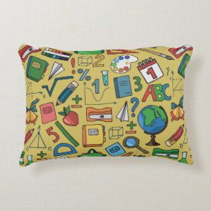 Coussins Décoratifs Motif sans couture avec fournitures scolaires sur