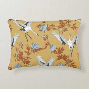 Coussins Décoratifs Motif sans couture avec grues blanches japonaises
