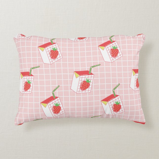 Coussins Décoratifs Motif sans couture avec lait de fraise caricaturé  (Devant)