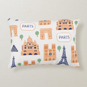 Coussins Décoratifs Motif sans couture avec les monuments parisiens