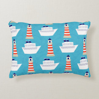 Coussins Décoratifs Motif sans couture avec vagues, phares et cruis
