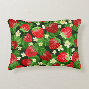 Coussins Décoratifs motif sans couture de fraise vintage. Arrière - p