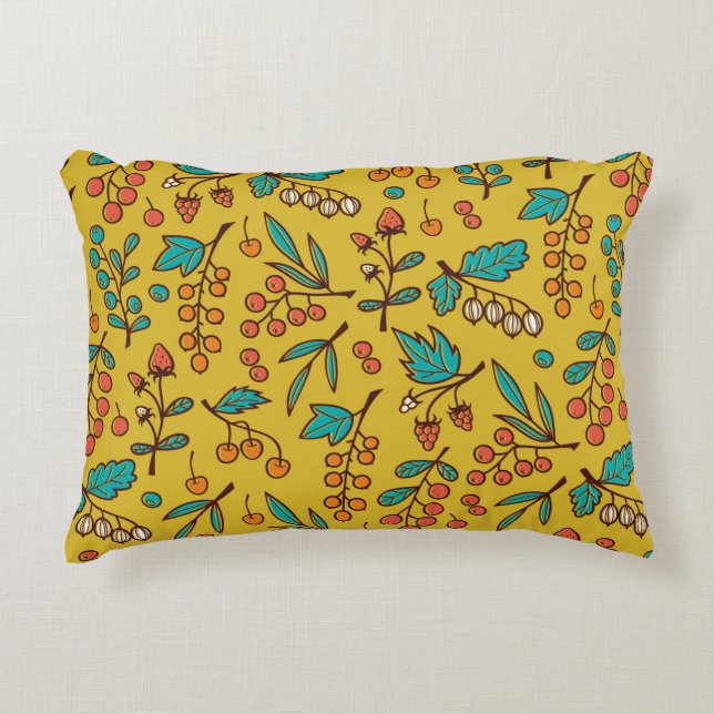 Coussins Décoratifs Motif sans joint avec baies sur branches. (Devant)