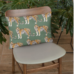 Coussins Décoratifs Motif sauvage des tigres d'aquarelle tropicale mod