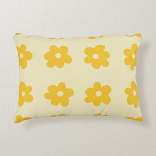 Coussins Décoratifs Motif simple à fleurs rétro jaune tropicale