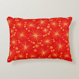 Coussins Décoratifs Motif Sputnik Milieu du Siècle, Rouge Profond
