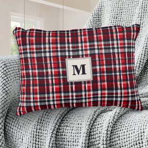 Coussins Décoratifs Motif Tartan Rouge Carreaux Noël Monogrammé
