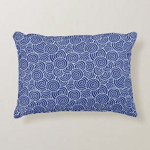 Coussins Décoratifs Motif tourbillon japonais - bleu marine et blanc
